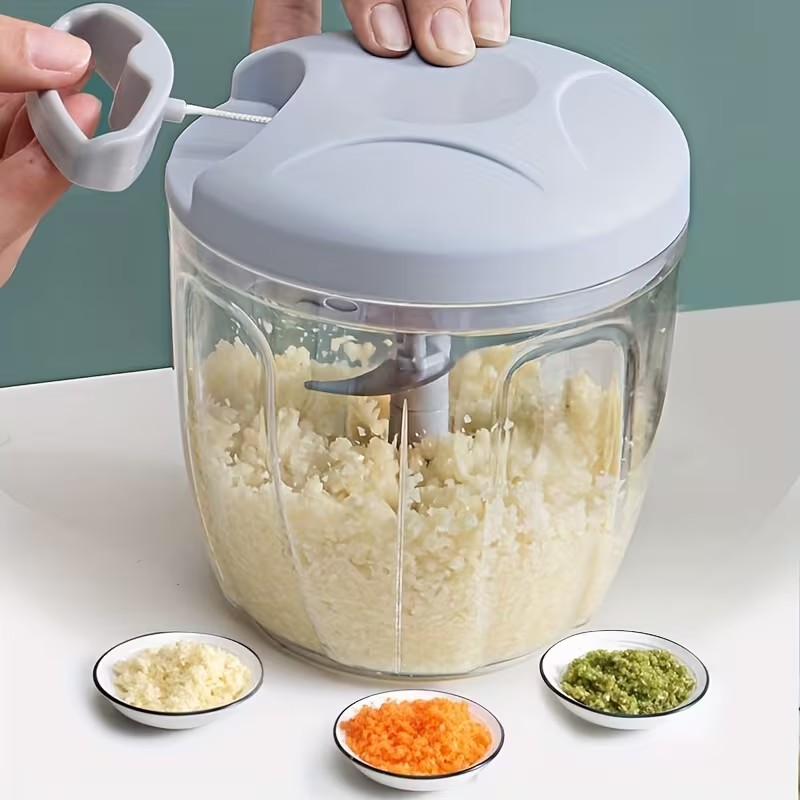 Mini cortador manual de alho e legumes